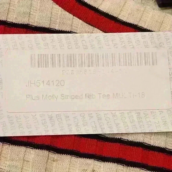 NEW NWT Boohoo Plus Molly Striped Rib Tee Short Rolled Sleeve T-Shirt - Picture 9 of 10